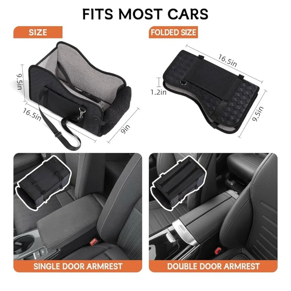 Deluxe Black Dog Console Car Seat Armrest